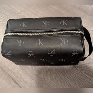 Calvin Klein Black Toiletry Bag with Logo Pattern